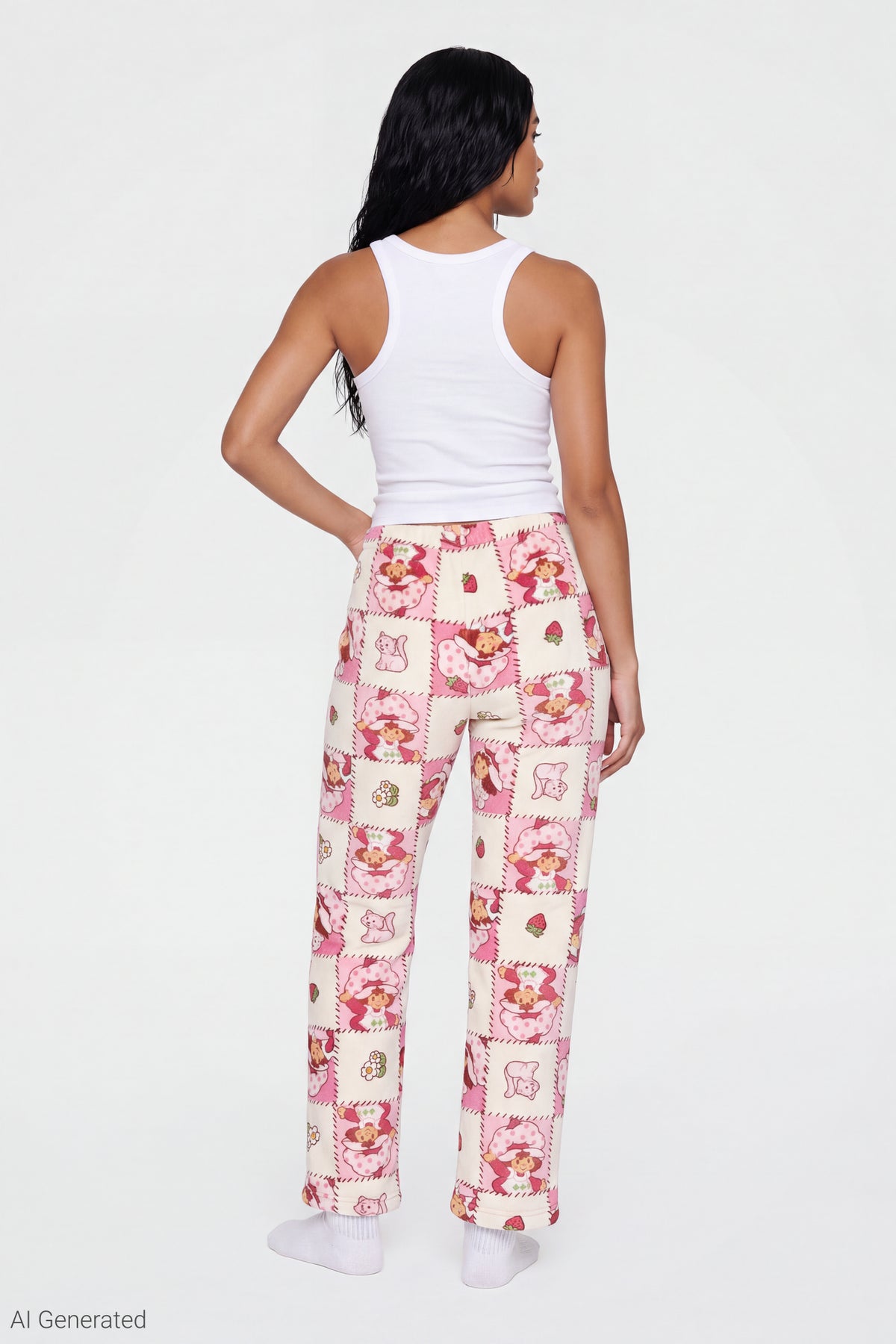 Alt View 2. Strawberry Shortcake Plush Pajama Pant - Cream