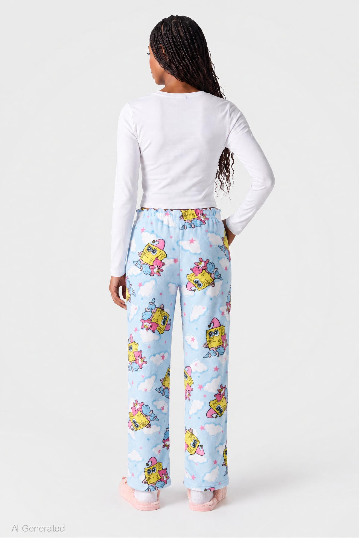 Alt View 2. SpongeBob SquarePants Plush Pajama Pant - Light Blue