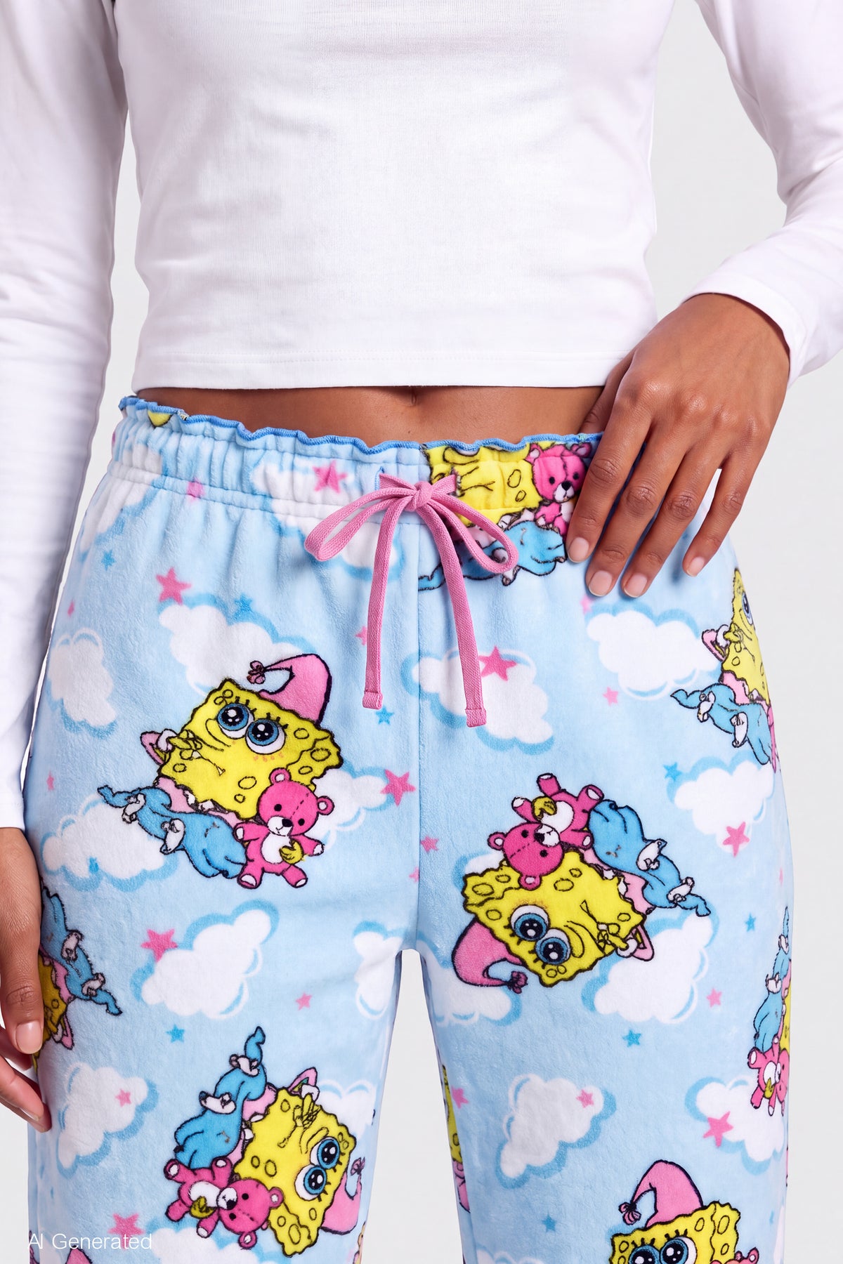 Alt View 4. SpongeBob SquarePants Plush Pajama Pant - Light Blue