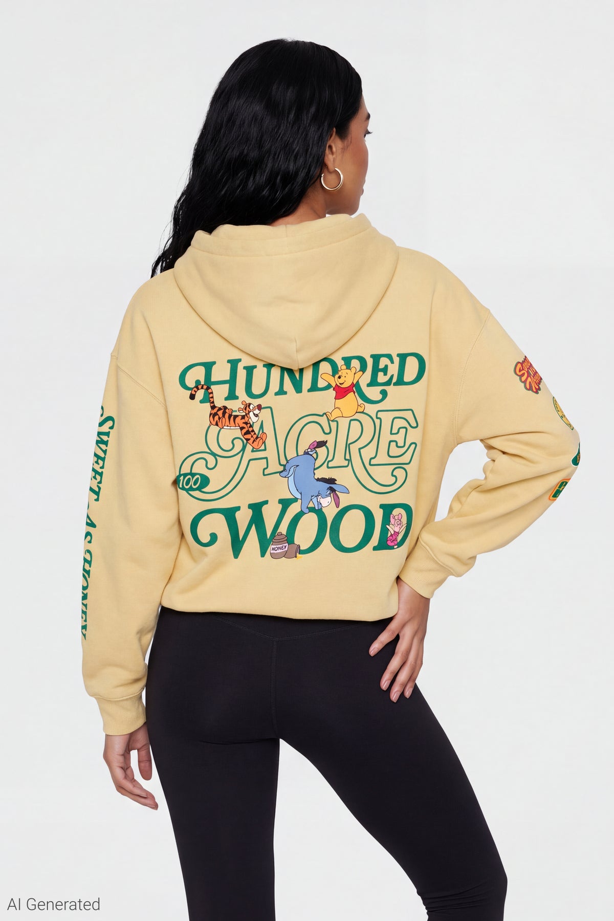 Alt View 2. Winnie the Pooh Embroidered Hoodie - Tan