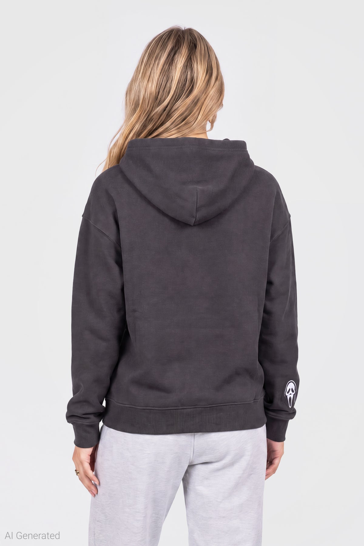 Alt View 2. Ghost Face Graphic Hoodie - Black