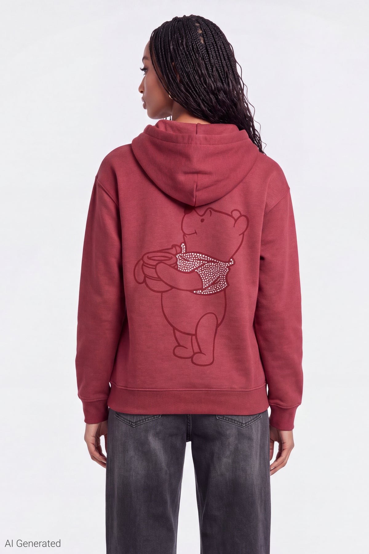 Alt View 2. Winnie the Pooh Rhinestone Hoodie - Red