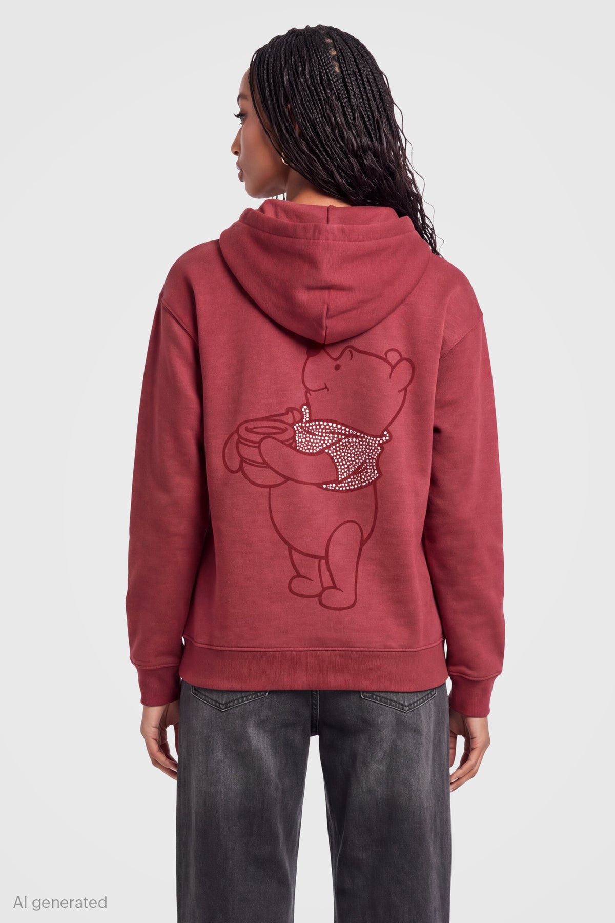 Alt View 2. Winnie the Pooh Rhinestone Hoodie - Red