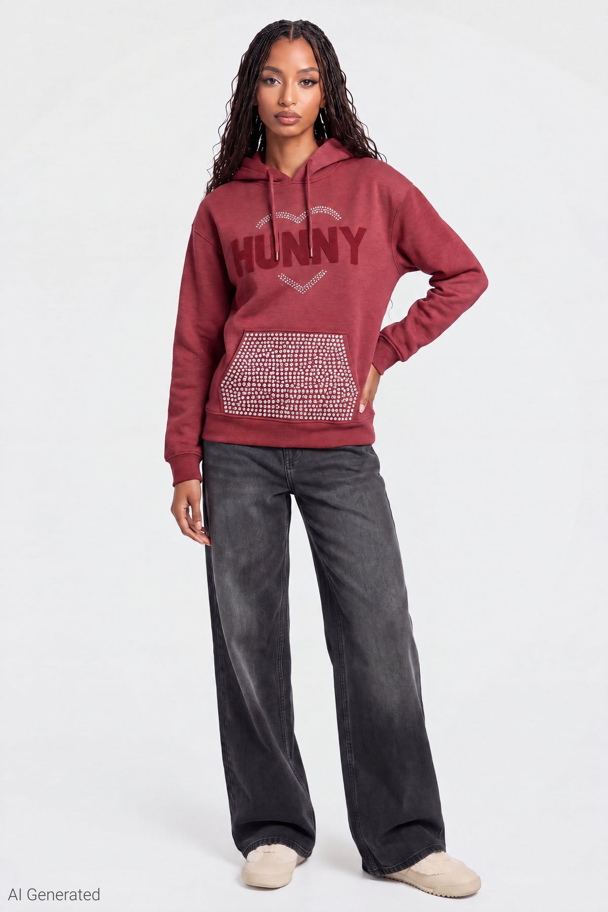 Alt View 3. Winnie the Pooh Rhinestone Hoodie - Red