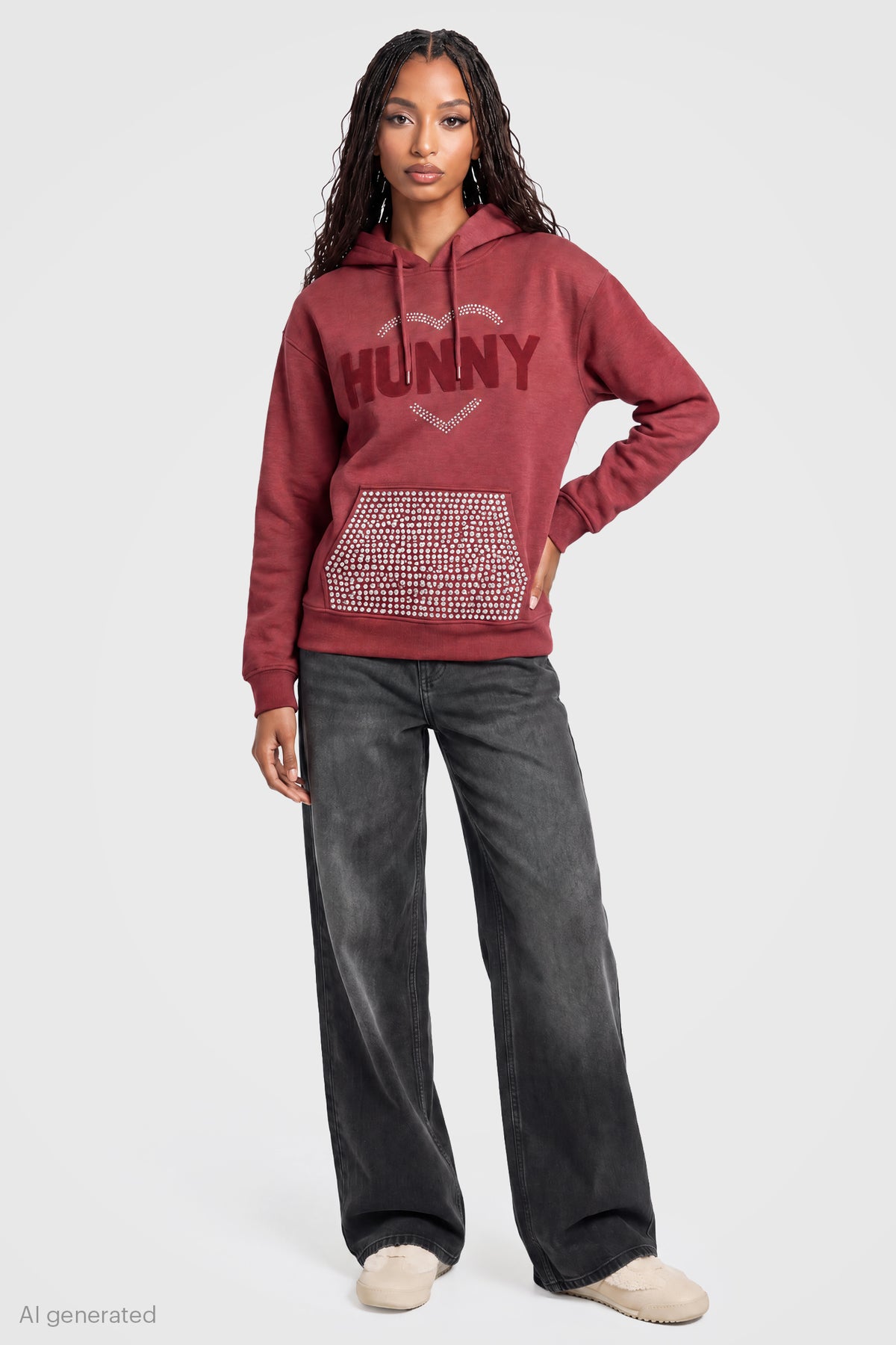 Alt View 3. Winnie the Pooh Rhinestone Hoodie - Red