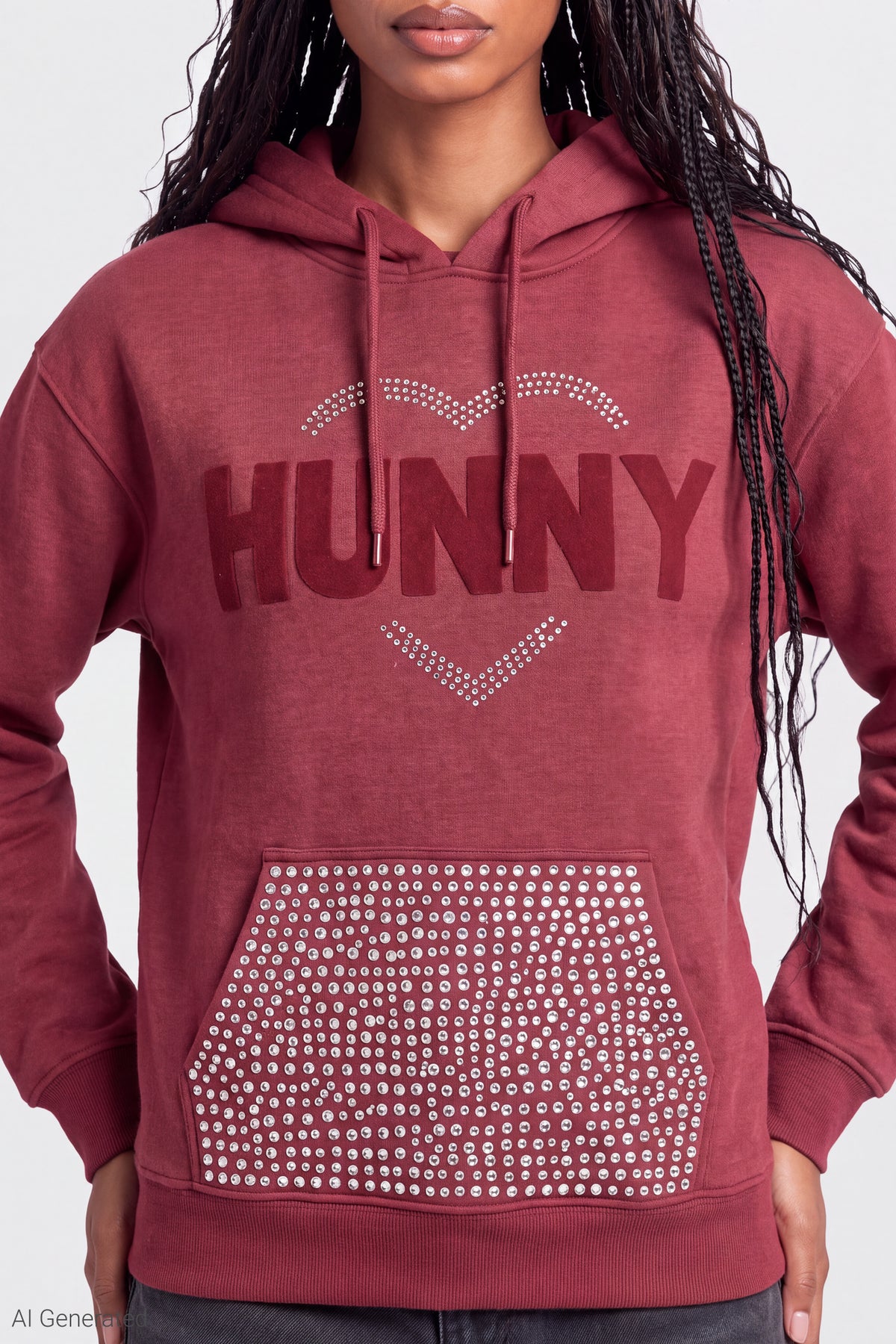 Alt View 4. Winnie the Pooh Rhinestone Hoodie - Red