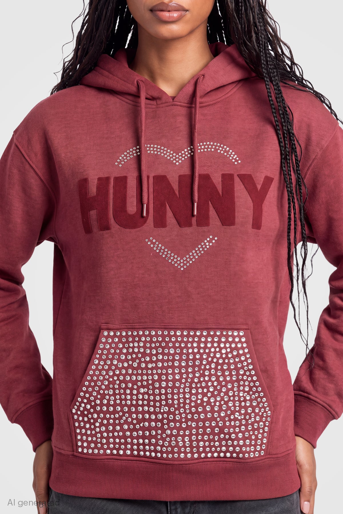Alt View 4. Winnie the Pooh Rhinestone Hoodie - Red