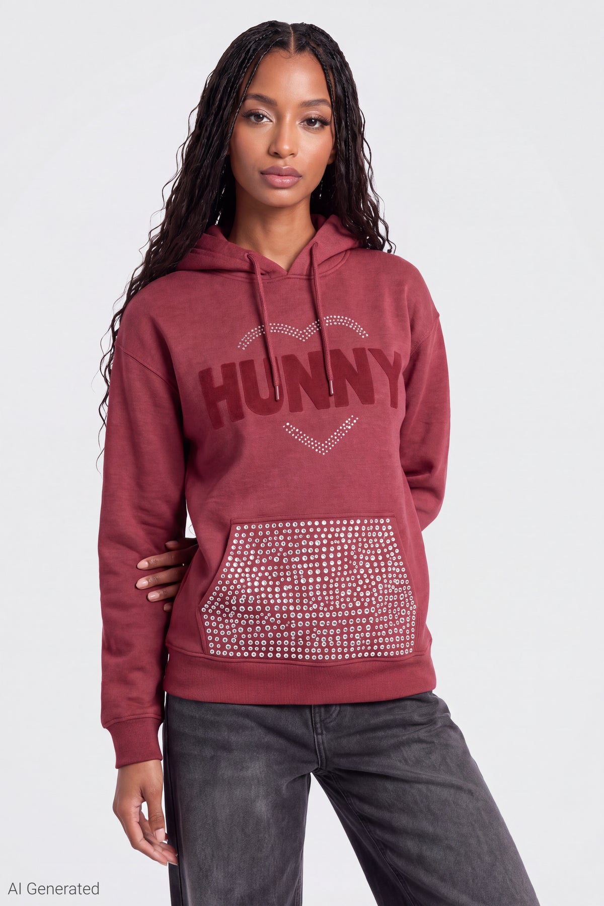 Winnie the Pooh Rhinestone Hoodie - Red