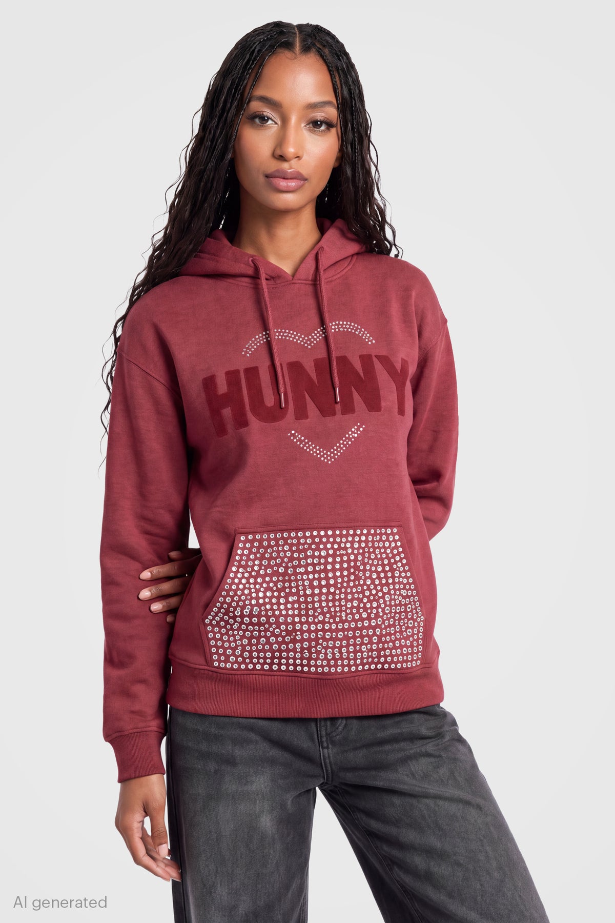 Winnie the Pooh Rhinestone Hoodie - Red