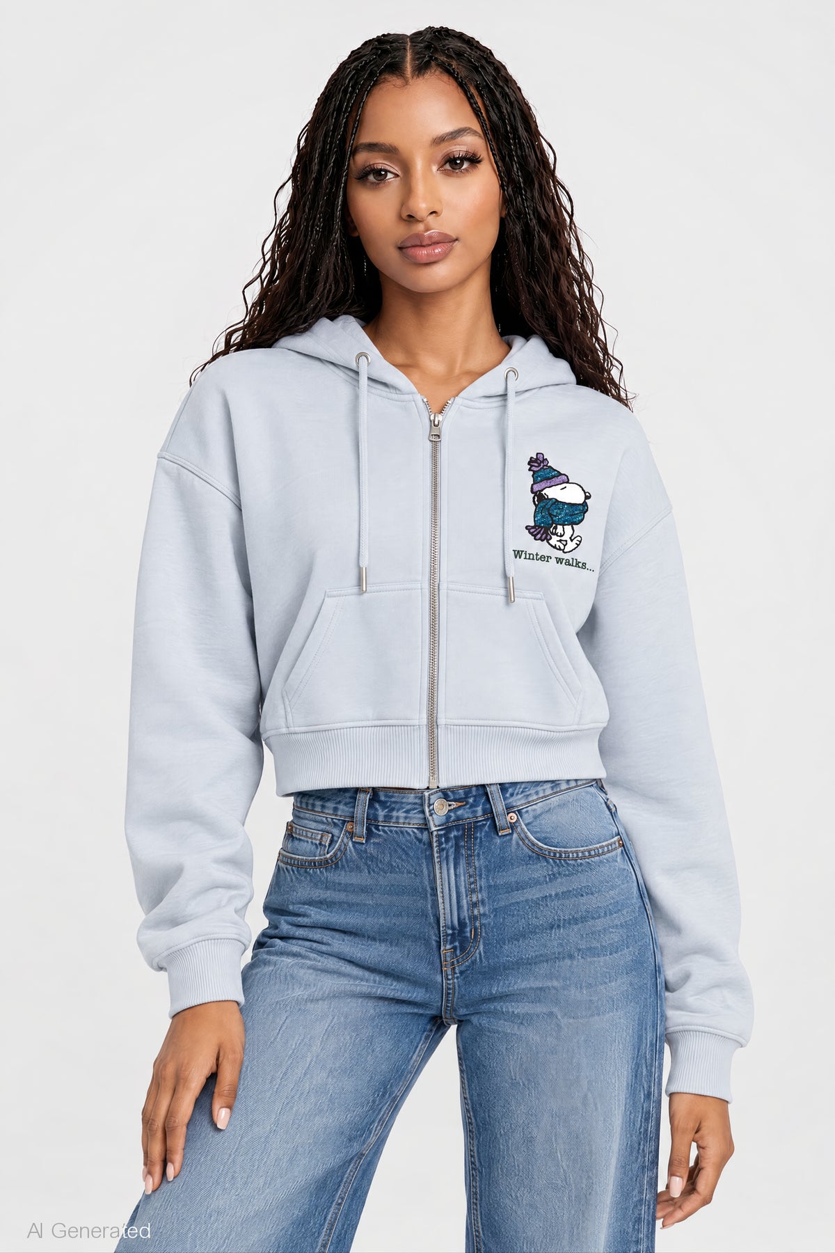 Alt View 2. Peanuts Snoopy Zip Hoodie - Light Blue