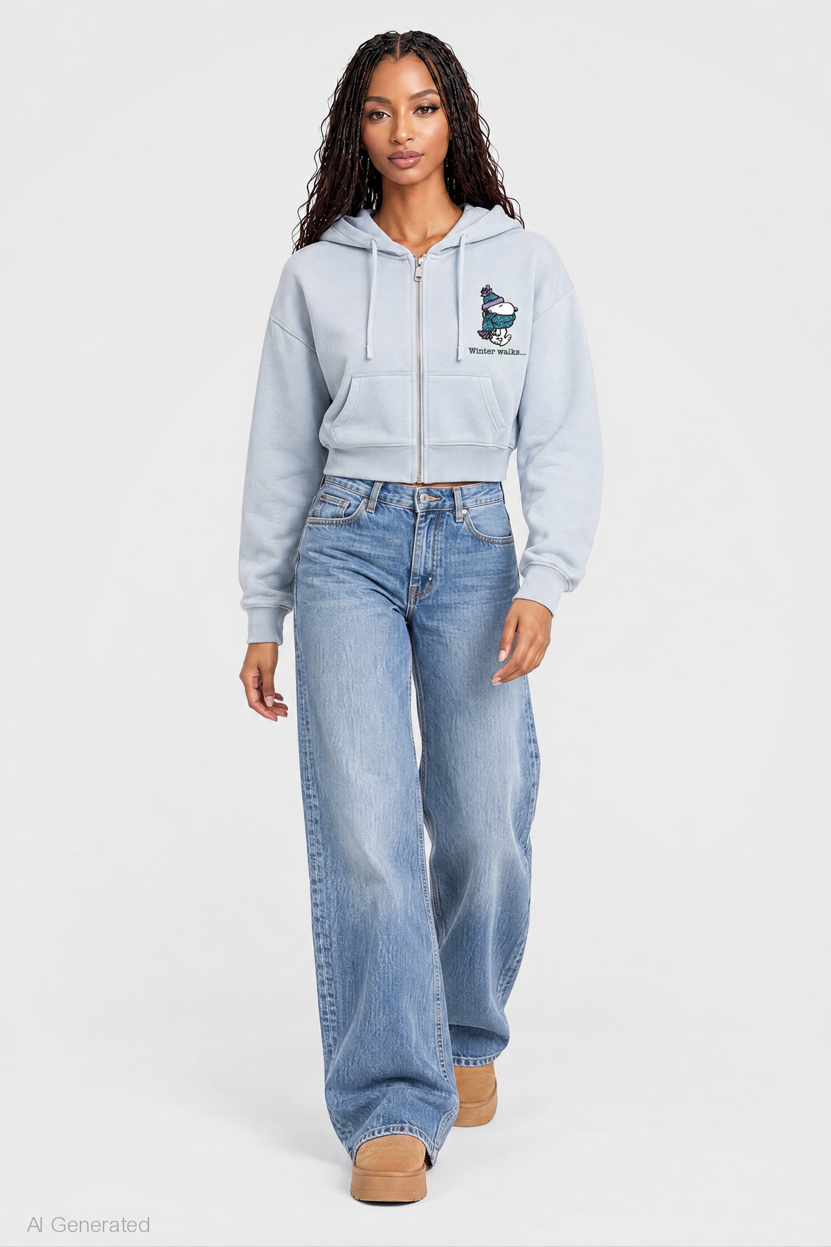 Alt View 3. Peanuts Snoopy Zip Hoodie - Light Blue
