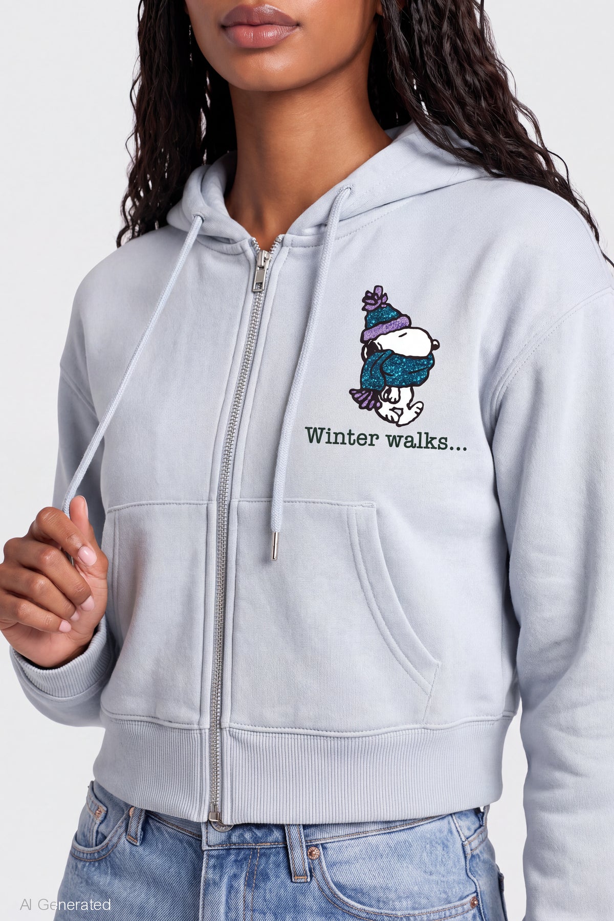 Alt View 4. Peanuts Snoopy Zip Hoodie - Light Blue