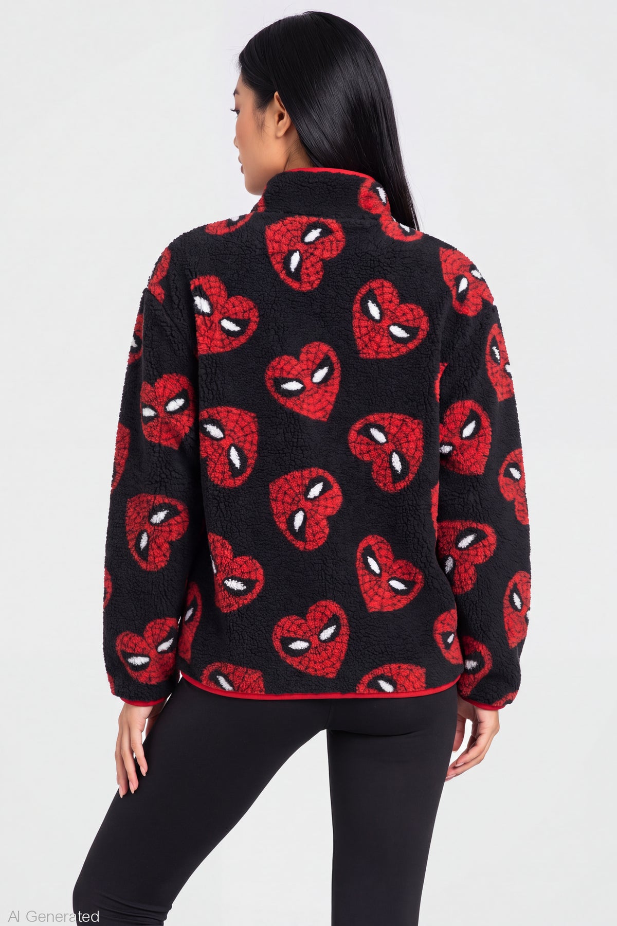 Alt View 2. Spider-Man Sherpa Zip Pullover - Black