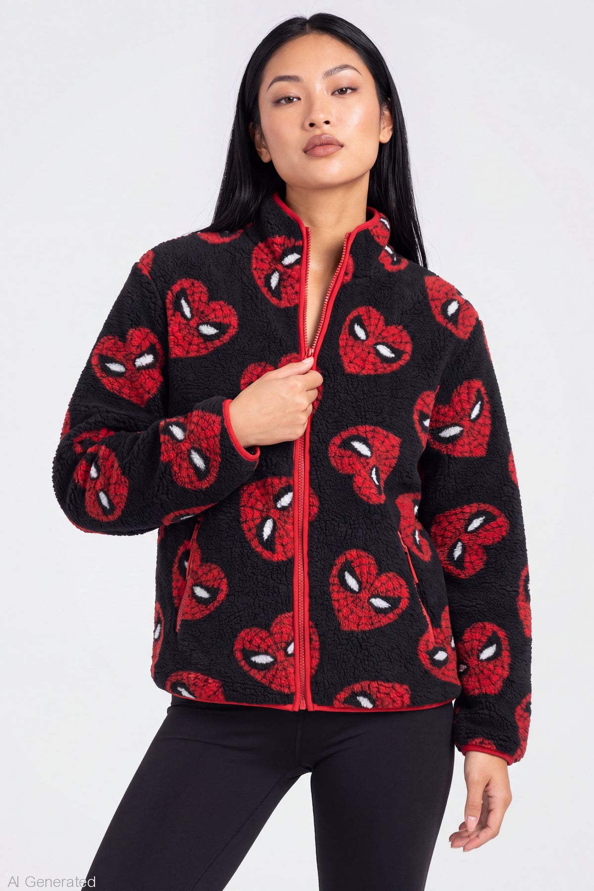 Alt View 3. Spider-Man Sherpa Zip Pullover - Black