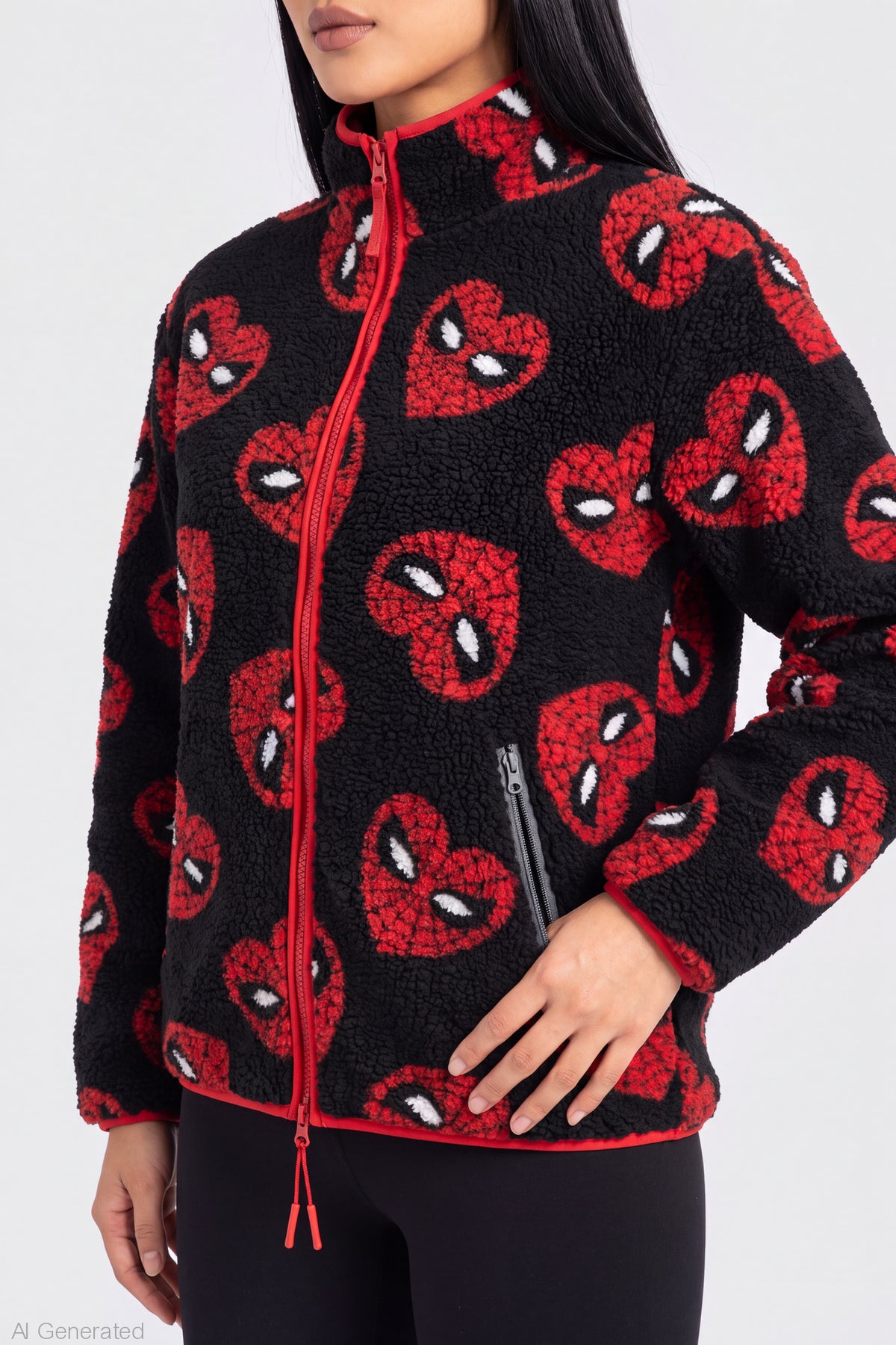Alt View 4. Spider-Man Sherpa Zip Pullover - Black