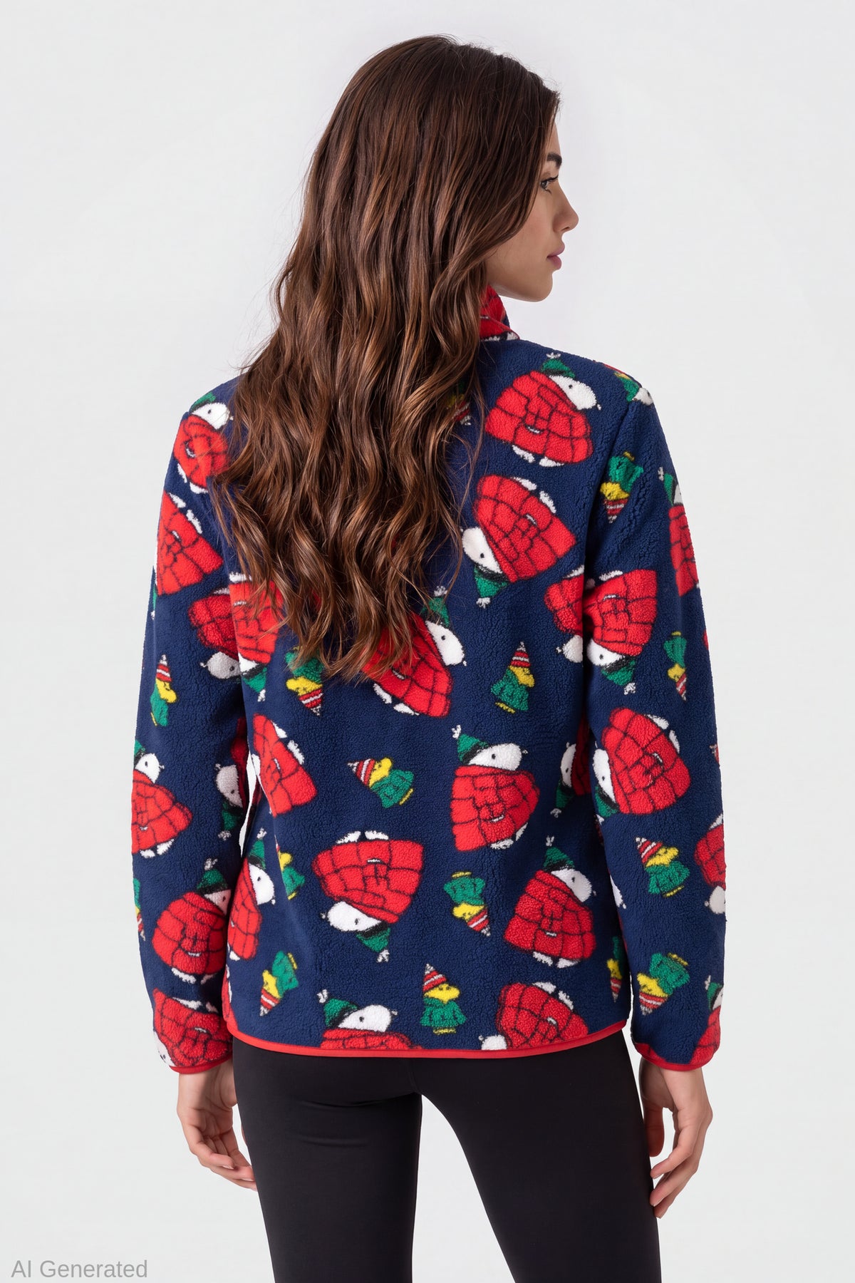 Alt View 2. Peanuts Snoopy Sherpa Zip Pullover - Navy