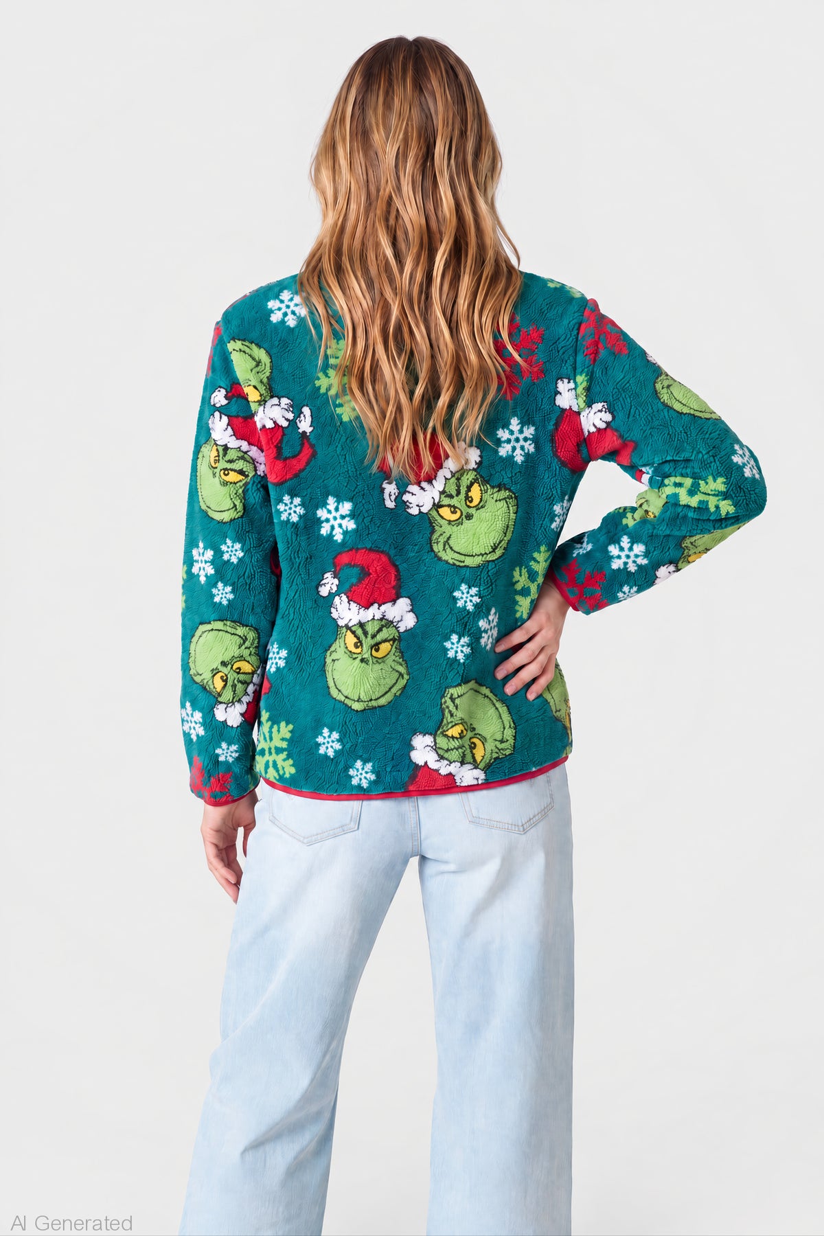 Alt View 2. The Grinch Sherpa Zip Pullover - Green