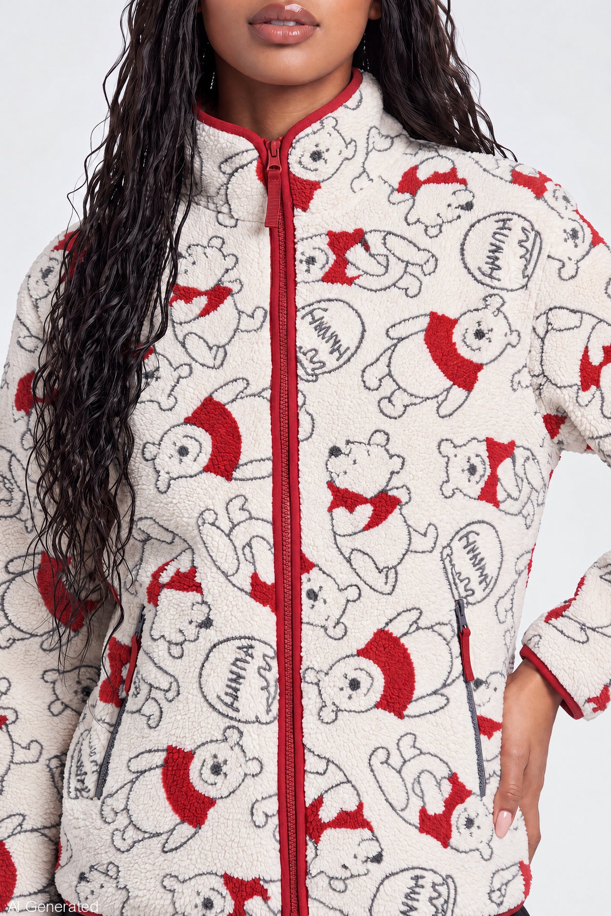 Alt View 4. Winnie the Pooh Sherpa Zip Pullover - Cream