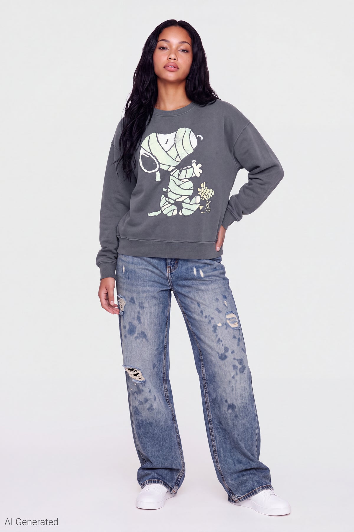 Alt View 3. Peanuts Snoopy Halloween Sweatshirt - Black