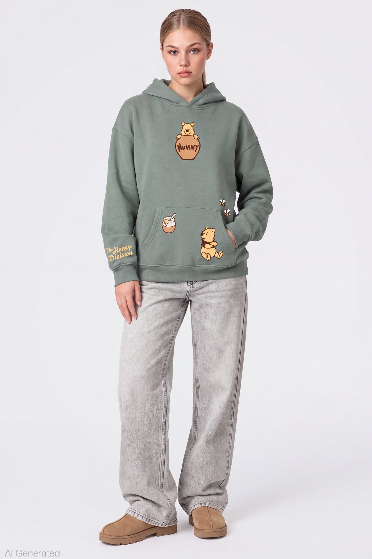 Alt View 3. Winnie the Pooh Hoodie - Green