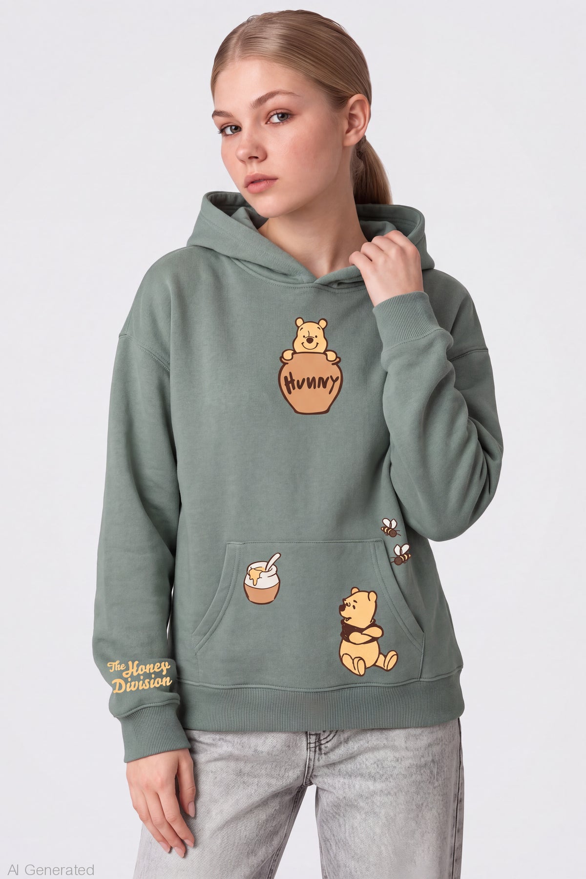 Alt View 2. Winnie the Pooh Hoodie - Green
