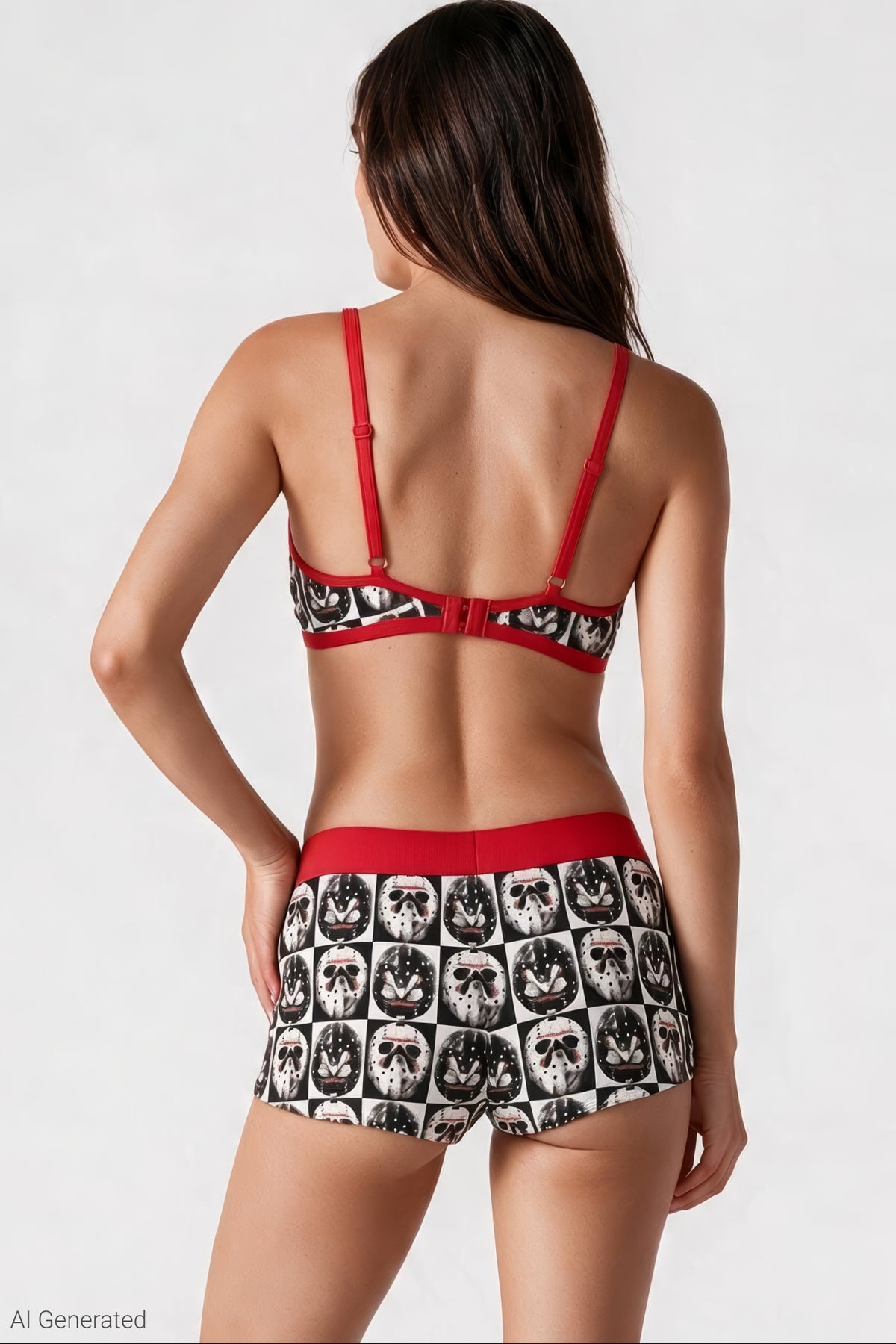 Alt View 2. Friday the 13th Triangle Bra & Boy Short Set - Black