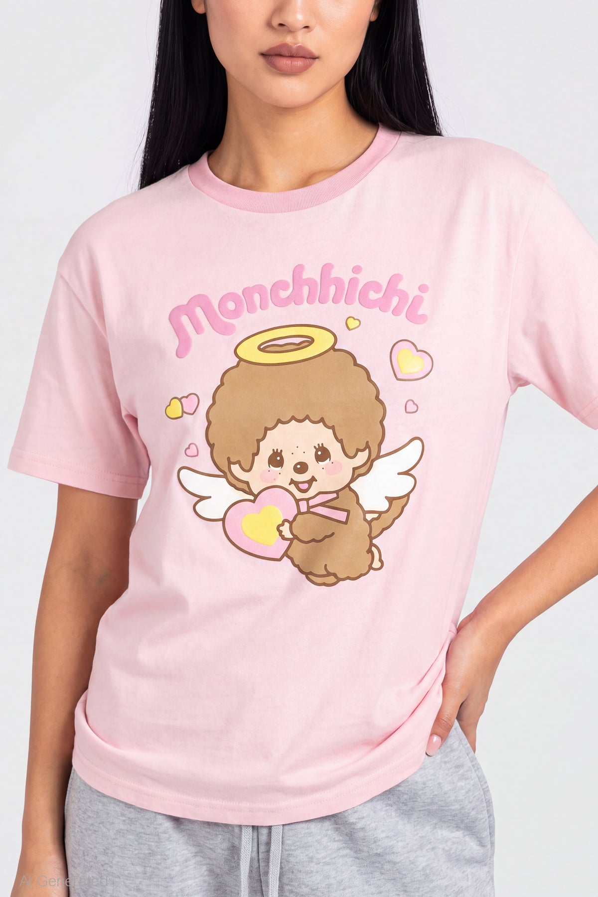 Alt View 4. Monchhichi Graphic Boyfriend T-Shirt - Light Pink