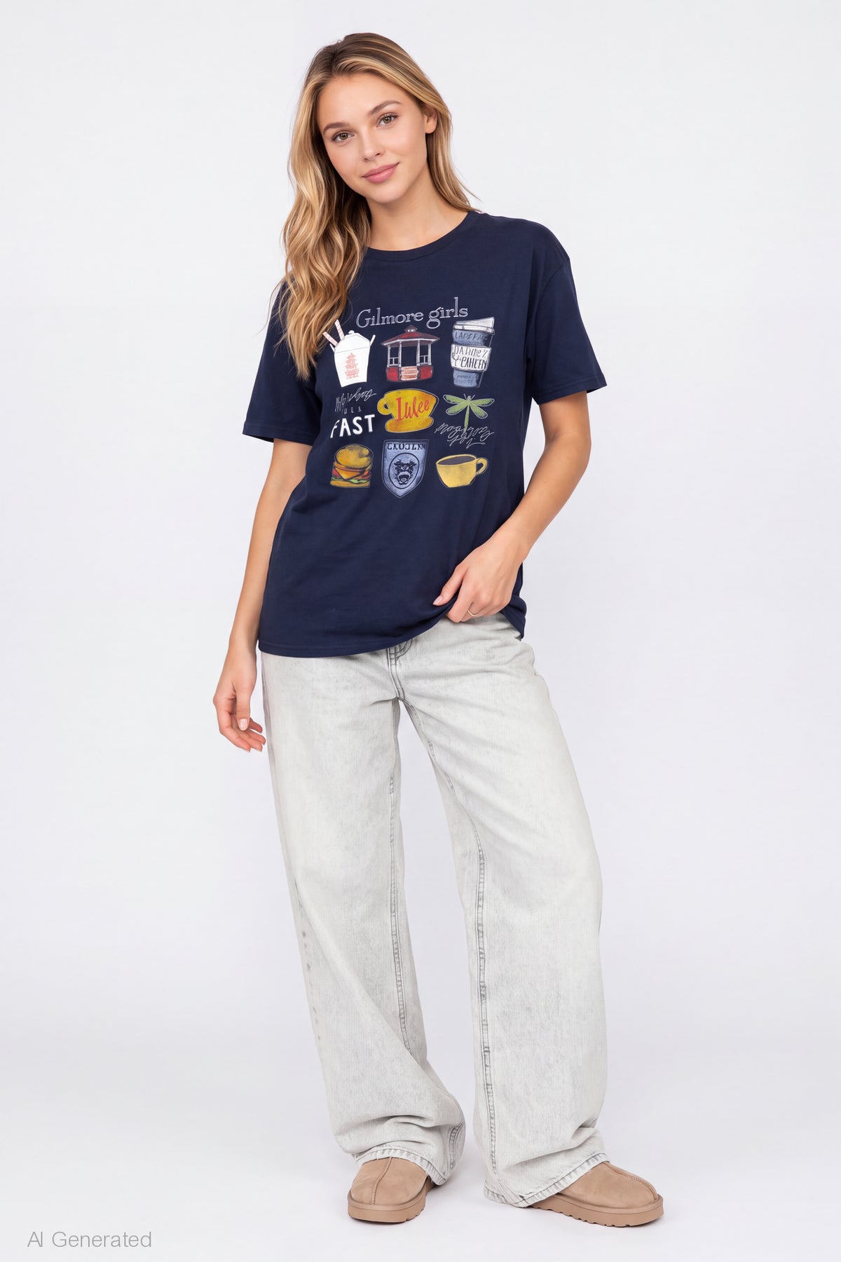 Alt View 3. Gilmore Girls Graphic T-Shirt - Navy