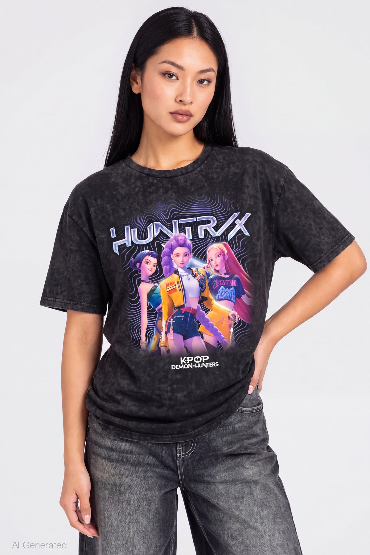 Huntrix Graphic Washed T-Shirt - Black