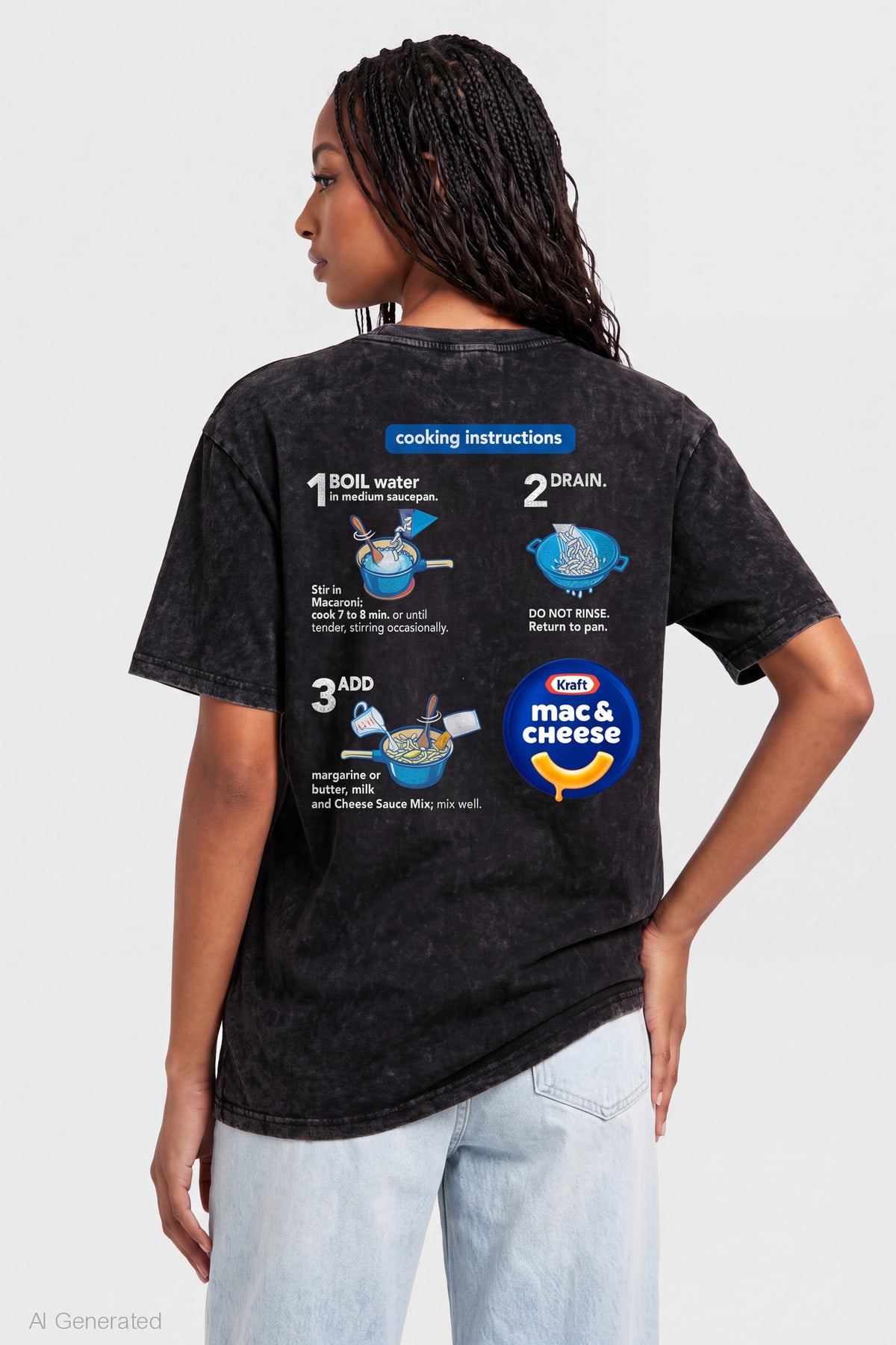 Alt View 2. Mac & Cheese Graphic Washed T-Shirt - Black