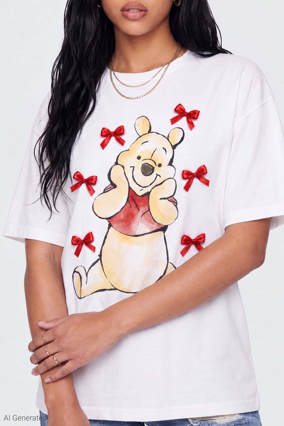 Alt View 4. Winnie the Pooh Bow Graphic T-Shirt - Cream