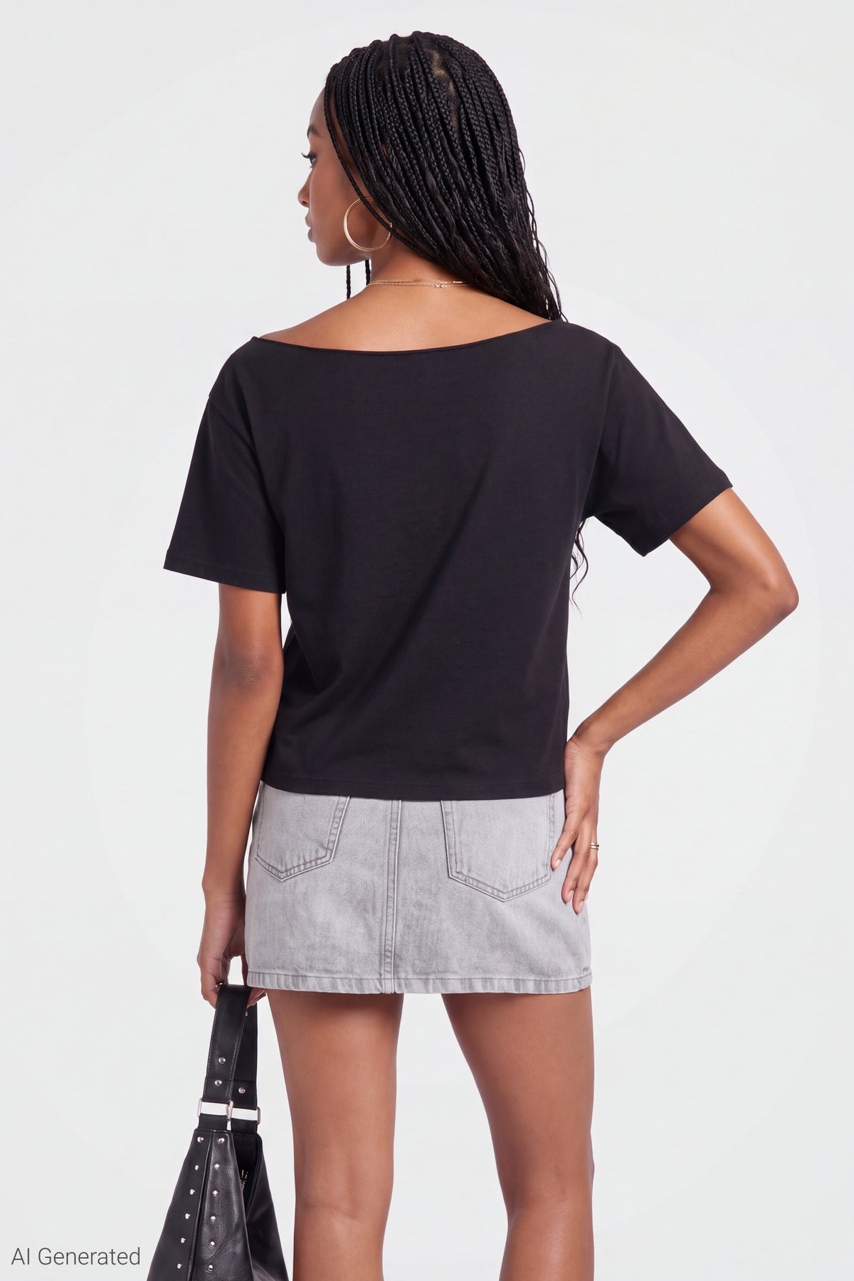 Alt View 2. Hello Kitty Graphic Off Shoulder T-Shirt - Black