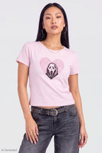 Ghost Face Rhinestone Graphic Baby Tee