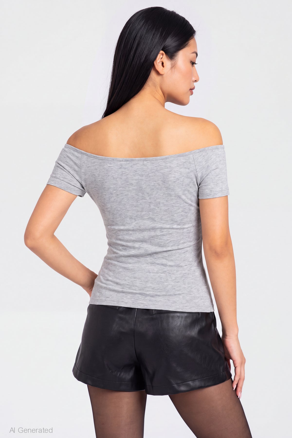 Alt View 2. Monchhichi Graphic Off Shoulder Top - Heather Grey
