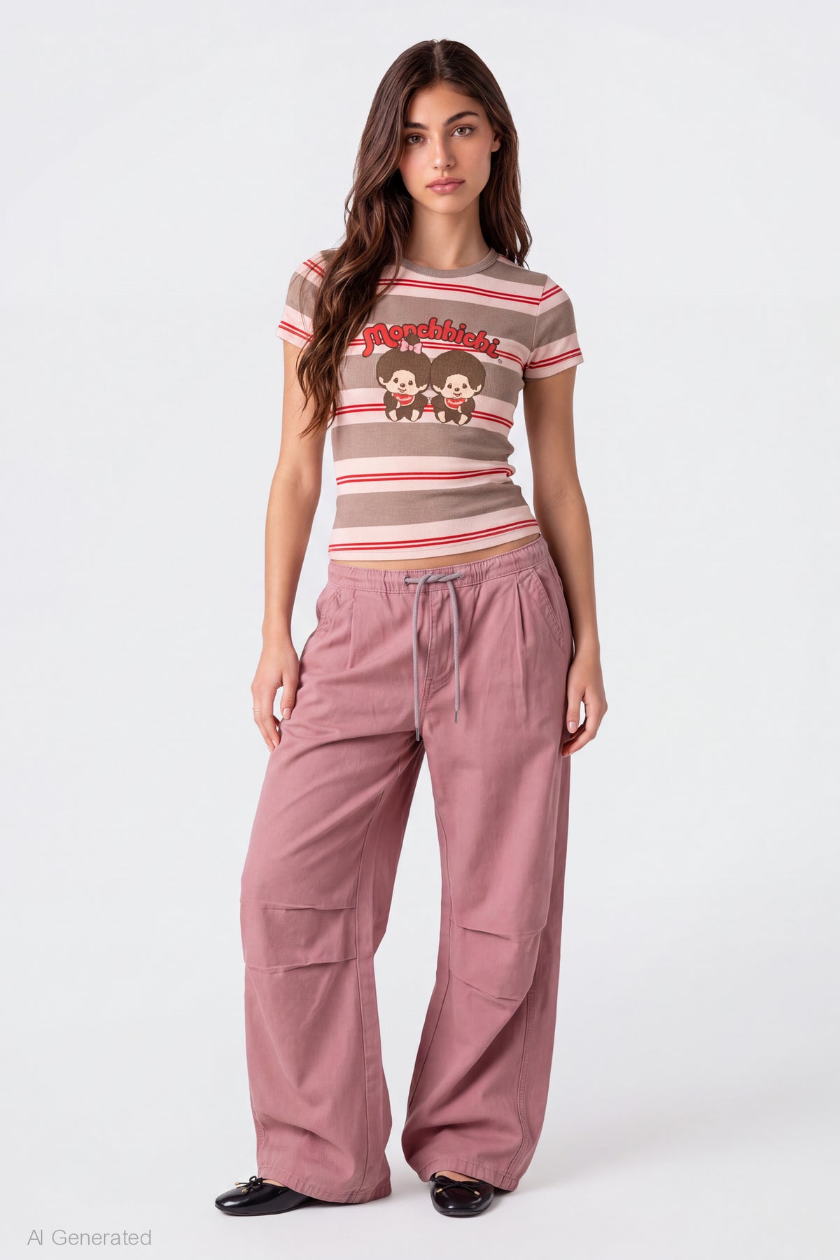 Alt View 3. Monchhichi Graphic Ribbed T-Shirt - Brown