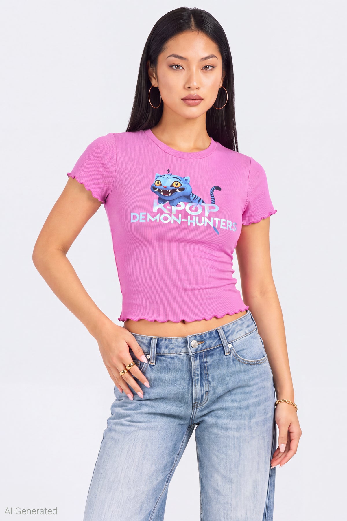 KPop Demon Hunters Graphic Baby Tee - Purple
