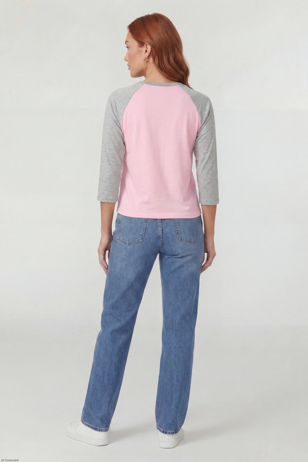 Alt View 3. Graphic Raglan 3/4 Sleeve Top - Pink