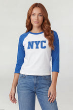 Graphic Raglan 3/4 Sleeve Top