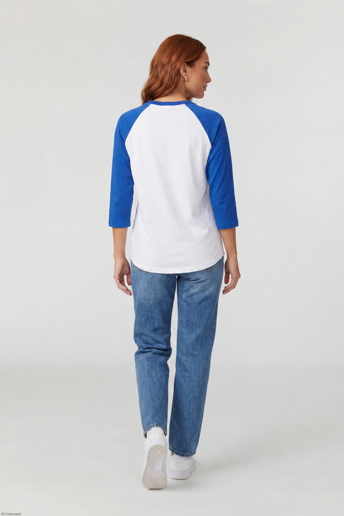 Alt View 3. Graphic Raglan 3/4 Sleeve Top - White