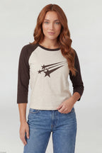 Graphic Raglan 3/4 Sleeve Top