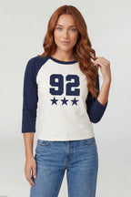 Graphic Raglan 3/4 Sleeve Top