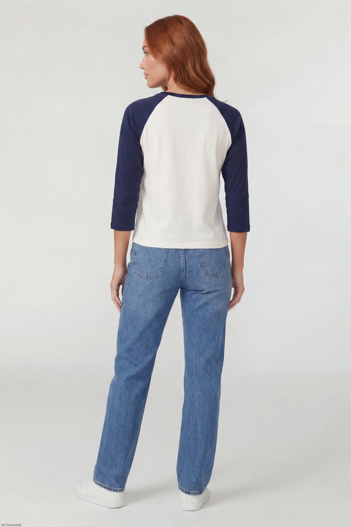 Alt View 3. Graphic Raglan 3/4 Sleeve Top - Ivory