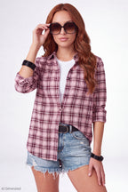 Plaid Flannel Long Sleeve Button-Up Top