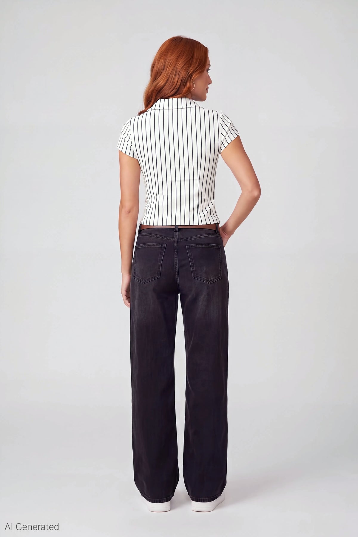Alt View 3. Collared Zip-Up Short Sleeve Top - White