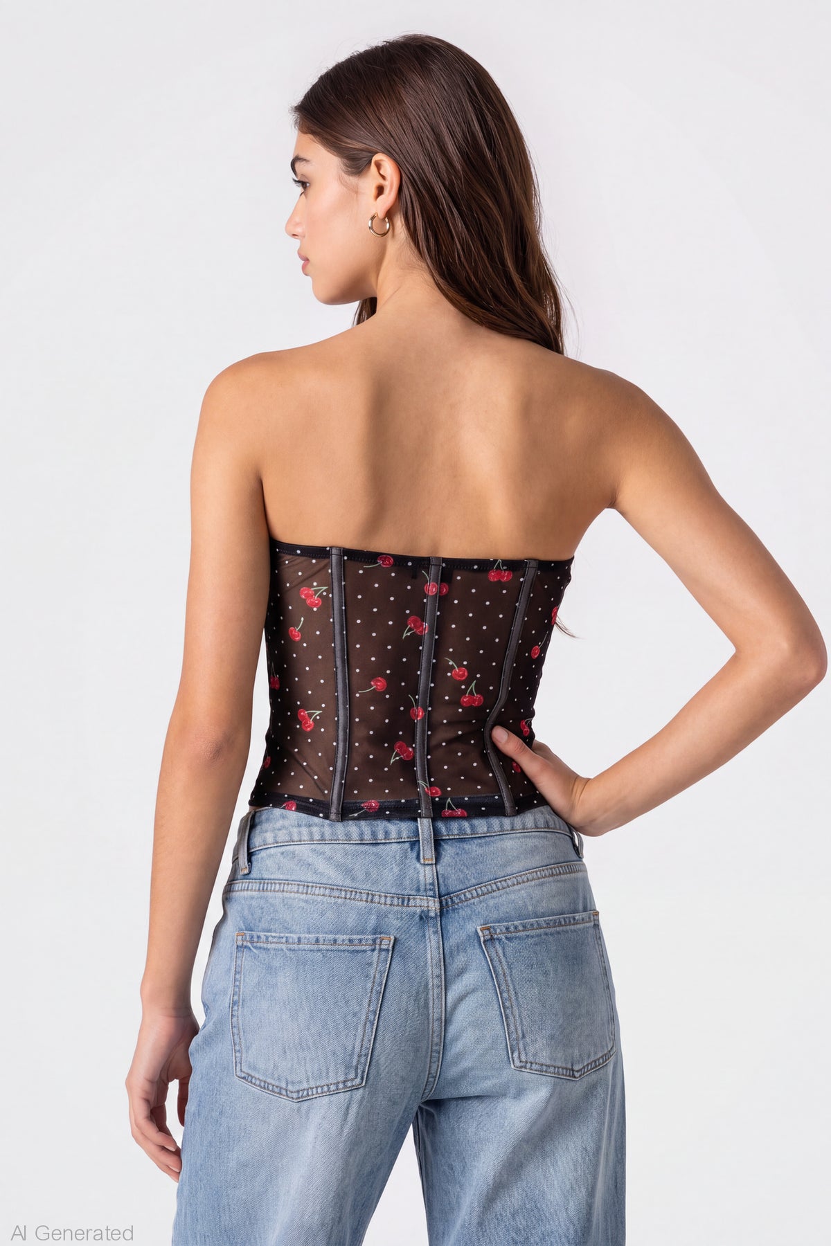 Alt View 2. Mesh Strapless Corset - Black
