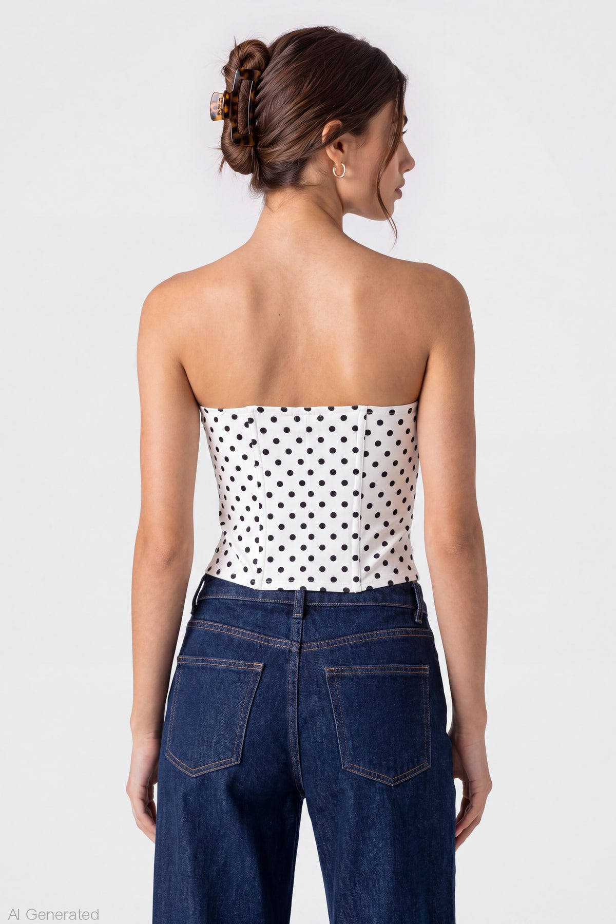 Alt View 2. Mesh Strapless Corset - White
