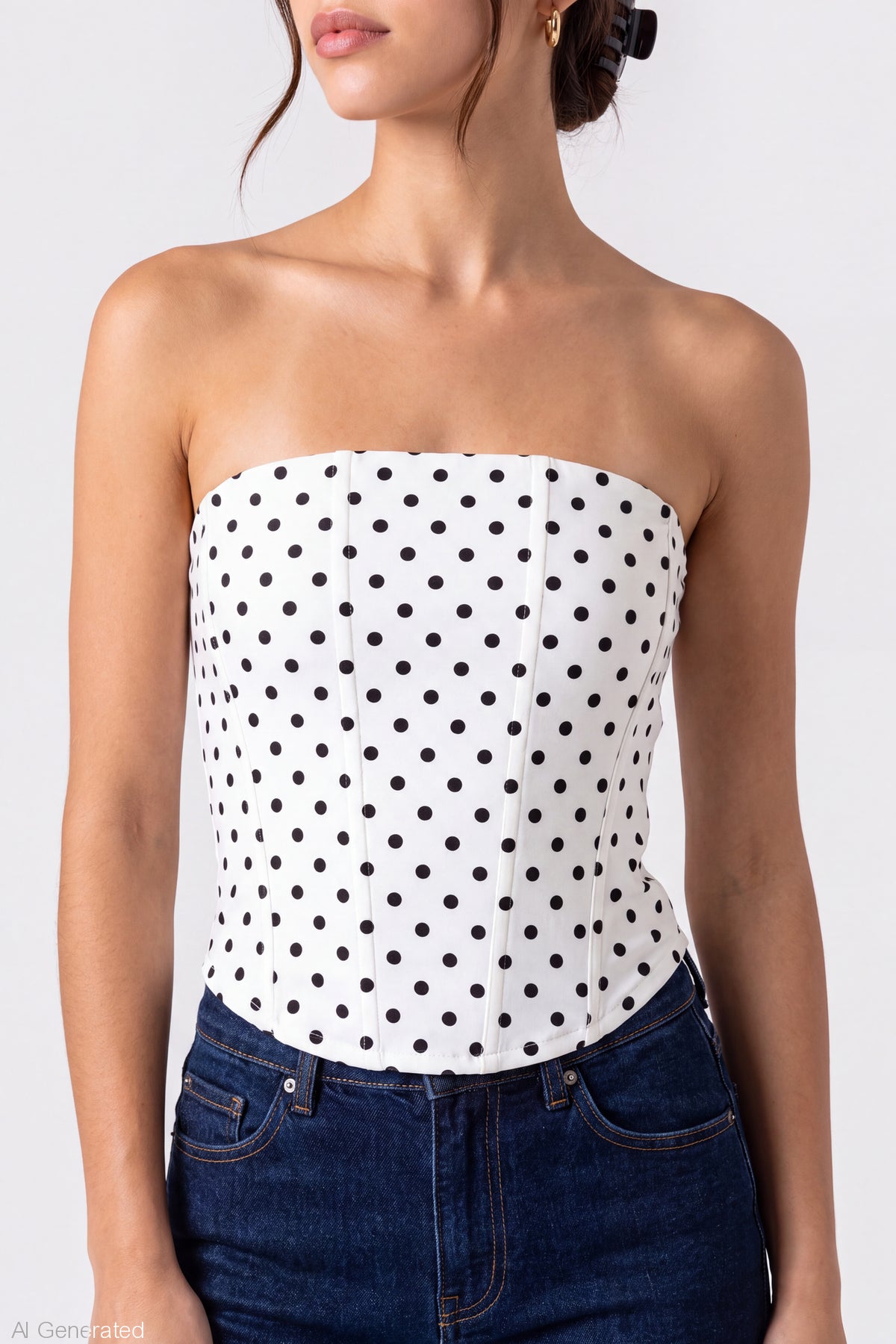 Alt View 4. Mesh Strapless Corset - White