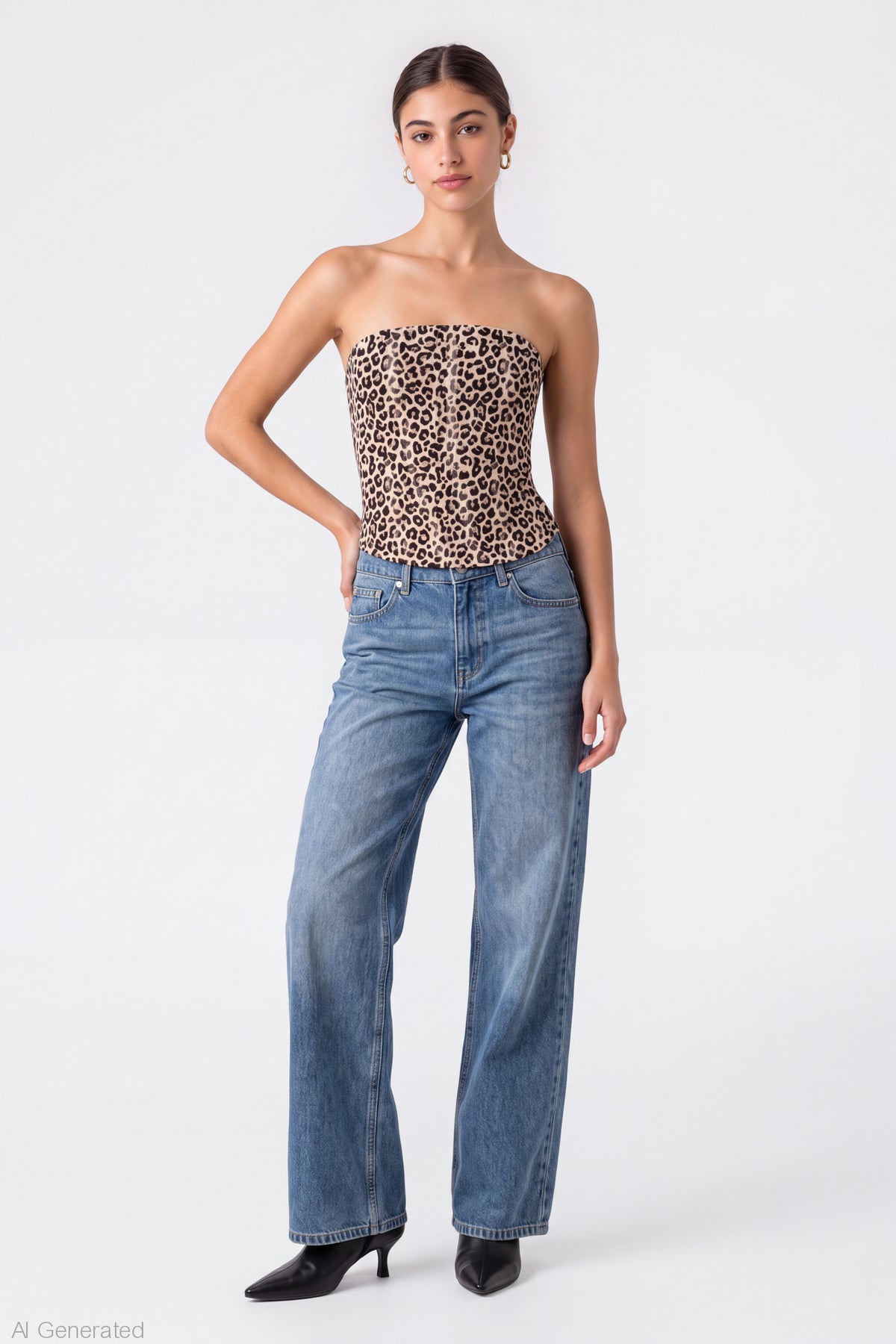 Alt View 3. Mesh Strapless Corset - Leopard