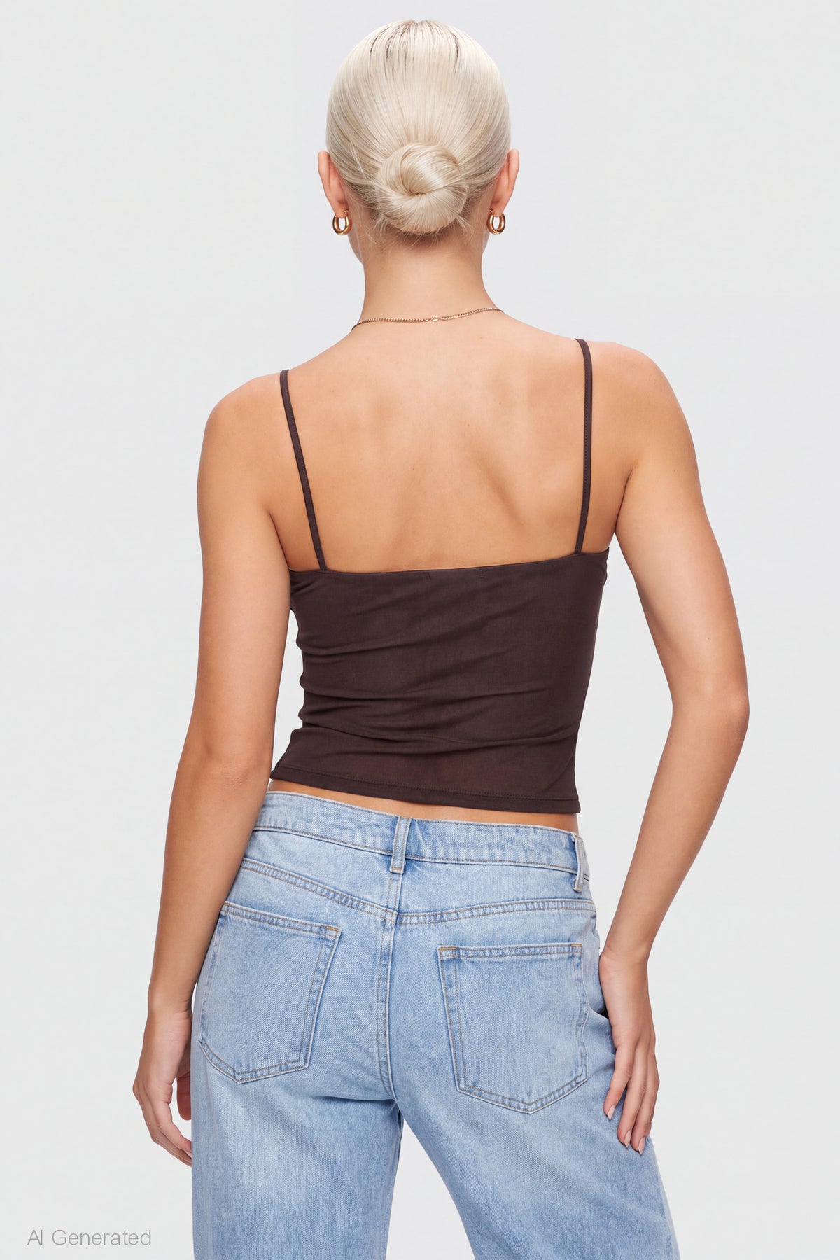 Alt View 2. Mesh Lace Corset Tank - Brown