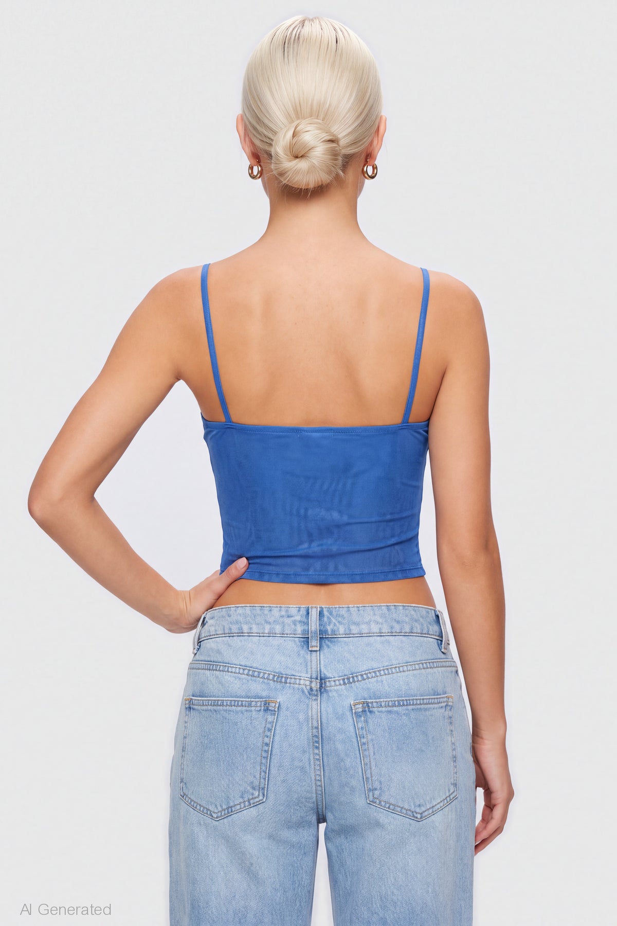 Alt View 2. Mesh Lace Corset Tank - Royal Blue